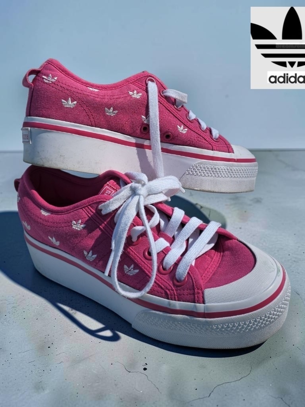 ADIDAS NIZZA Pink Women's Platform Canvas Sneakers 6.5